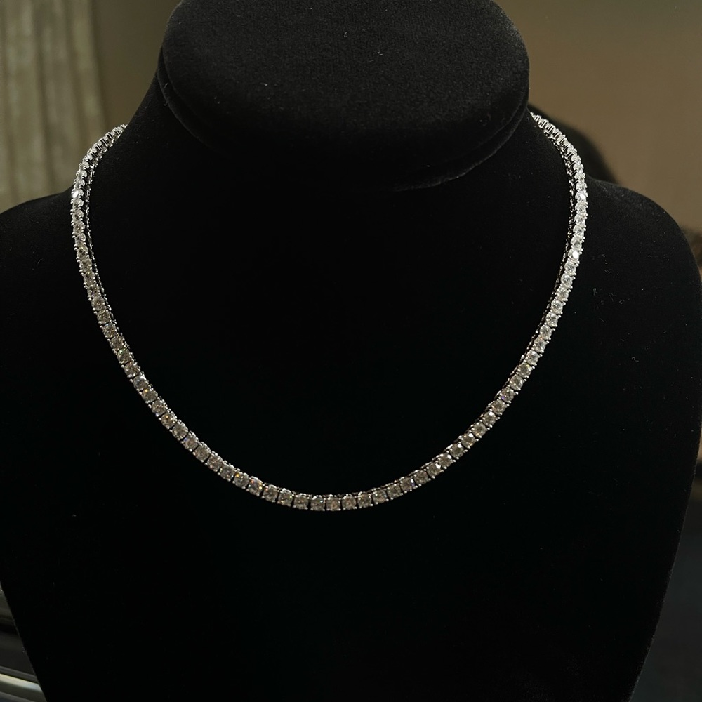 cubic zirconia tennis necklace 16”